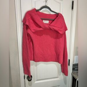 Brochu Walker Riser Reversible Off Shoulder Sweater Nuevo Pink Womens Medium